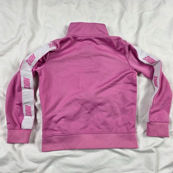 Nike Full Zip Track Jacket Girls 3T Pink White Logo Lightweight Activewear - Picture 2 of 10